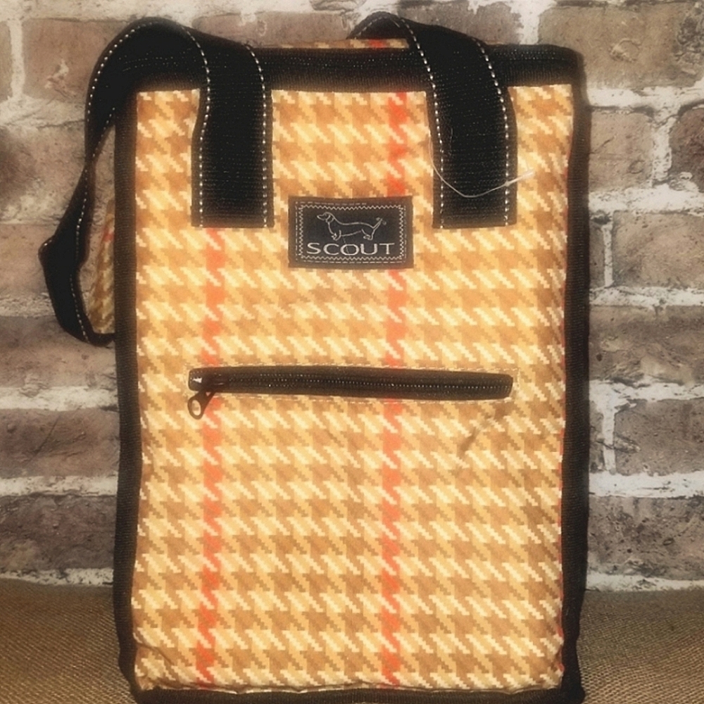 Scout Soft Cooler, Tan and Brown Houndstooth With Black Canvas Handles, …